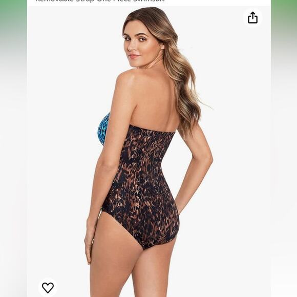 NWT Miraclesuit Untamed Avanti One Piece Bandeau Swimsuit in Brown/Multi Size 8L - Picture 3 of 12